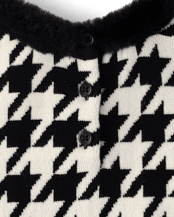 Girls Textured Houndstooth Sweater Dress - Aspen Lodge - FAIR IVORY