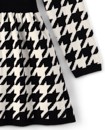Girls Textured Houndstooth Sweater Dress - Aspen Lodge - FAIR IVORY