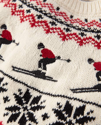 Girls Cable Knit Raglan Sweater - Aspen Lodge - FAIR IVORY
