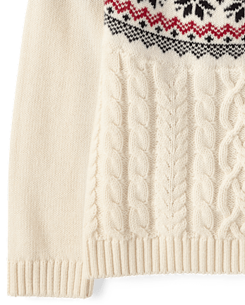 Girls Cable Knit Raglan Sweater - Aspen Lodge - FAIR IVORY