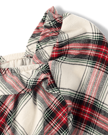 Girls Plaid Flannel Tiered Dress - Tartan Remix - FAIR IVORY