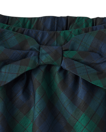 Girls Taffeta Pleated Bow Skirt - FIR