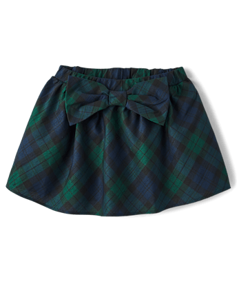 Girls Taffeta Pleated Bow Skirt - FIR