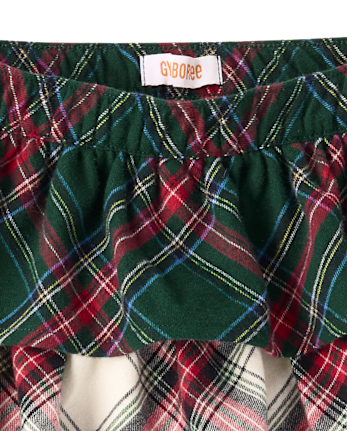 Girls Plaid Flannel Tiered Skort - Tartan Remix - FIR