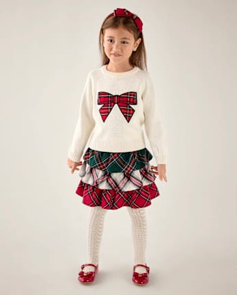 Girls Plaid Flannel Tiered Skort - Tartan Remix - FIR