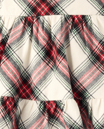 Baby Girls Plaid Flannel Ruffle Dress - Tartan Remix - FAIR IVORY