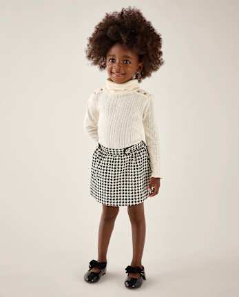 Girls Houndstooth Ponte Skort - Aspen Lodge - BLACK