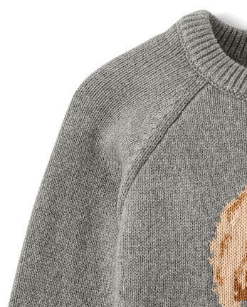 Girls Intarsia Dog Raglan Sweater - Aspen Lodge - H/T HOUND
