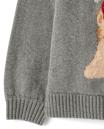 Girls Intarsia Dog Raglan Sweater - Aspen Lodge - H/T HOUND
