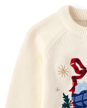 Girls Embroidered Train Sweater - The Polar Express x Gymboree - FAIR IVORY 1