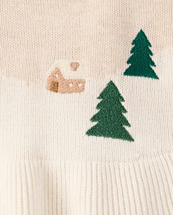Girls Embroidered Holiday Scene Peplum Sweater Dress - Tartan Remix - H/T VANILLA
