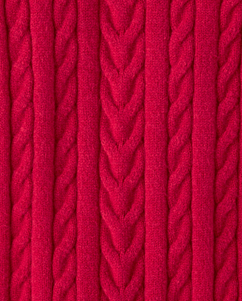 Baby Cable Knit Romper 2-Piece Outfit Set - CRIMSON