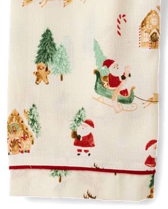 Kids Santa Flannel Button Front Pajamas - FAIR IVORY