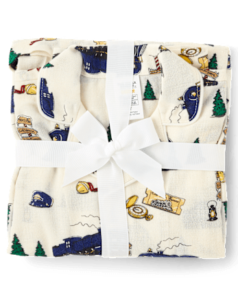 Kids Train Flannel Button Front Pajamas - The Polar Express™ x Gymboree - FAIR IVORY
