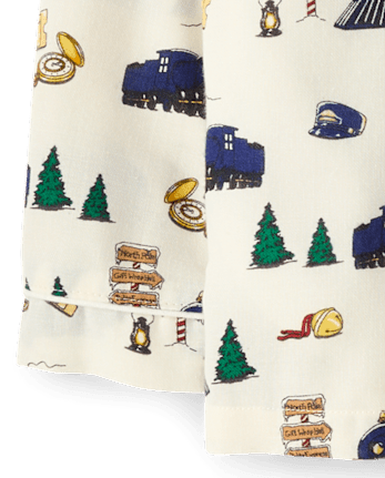 Kids Train Flannel Button Front Pajamas - The Polar Express™ x Gymboree - FAIR IVORY