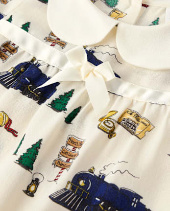 Girls Train Flannel Ruffle Nightgown - The Polar Express™ x Gymboree - FAIR IVORY