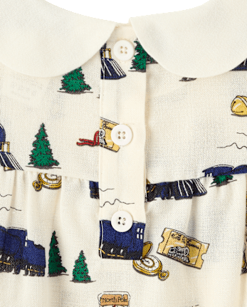 Girls Train Flannel Ruffle Nightgown - The Polar Express™ x Gymboree - FAIR IVORY