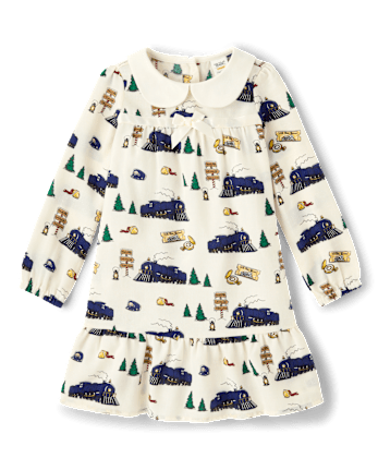 Girls Train Flannel Ruffle Nightgown - The Polar Express™ x Gymboree - FAIR IVORY
