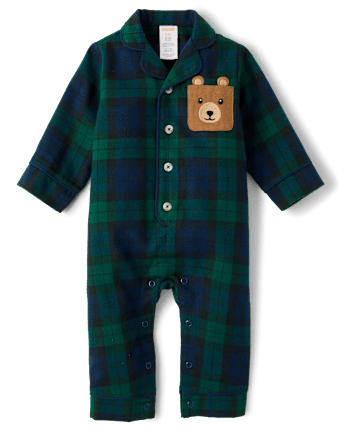 Baby Plaid Flannel One Piece Pajamas - FIR