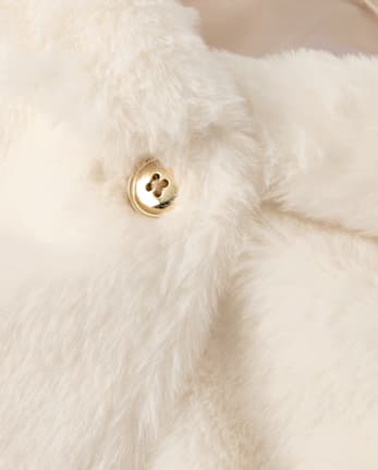 Girls Faux Fur Jacket - Tartan Remix - FAIR IVORY