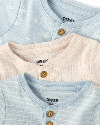 Baby Boys Winter Bodysuit 3-Pack - MULTI CLR