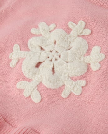 Baby Girls Crochet Snowflake 2-Piece Sweater Set - LT PLUM