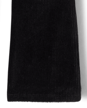 Girls Corded Velour Flare Leggings - Little Essentials - BLACK
