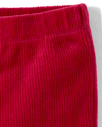 Girls Corded Velour Flare Leggings - Little Essentials - CRIMSON