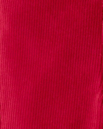 Girls Corded Velour Flare Leggings - Little Essentials - CRIMSON
