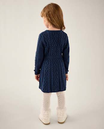 Girls Cable Knit Sweater Dress - Little Essentials - TIDAL