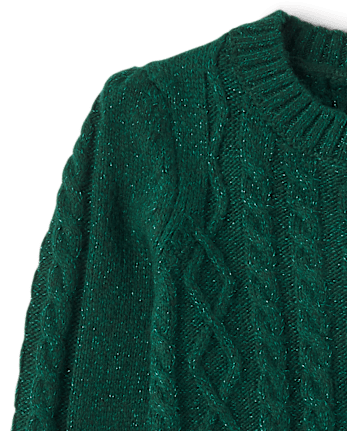 Girls Cable Knit Sweater - Little Essentials - FIR
