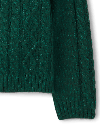 Girls Cable Knit Sweater - Little Essentials - FIR