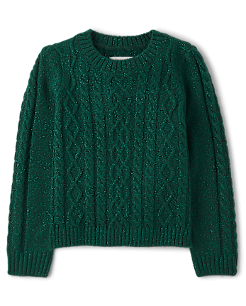 Girls Cable Knit Sweater - Little Essentials - FIR