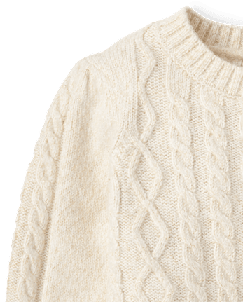 Girls Cable Knit Sweater - Little Essentials - FAIR IVORY