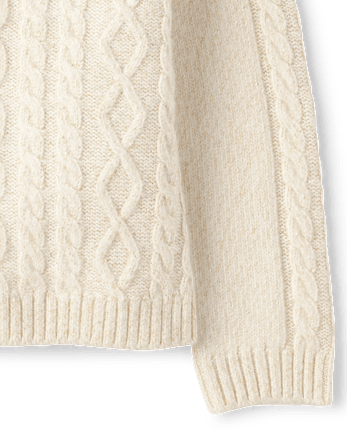Girls Cable Knit Sweater - Little Essentials - FAIR IVORY