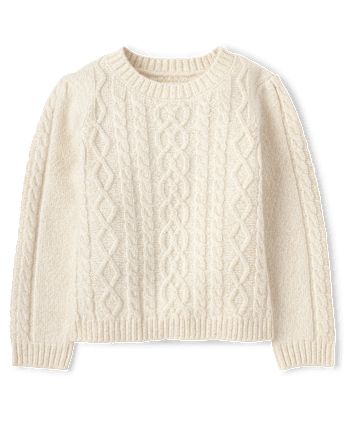 Girls Cable Knit Sweater - Little Essentials - FAIR IVORY