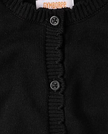 Girls Scalloped Cardigan - Little Essentials - BLACK