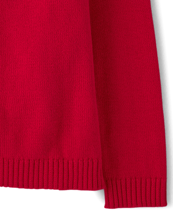 Girls Scalloped Cardigan - Little Essentials - CRIMSON