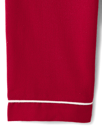 Kids Contrast Flannel Button Front Pajamas - CRIMSON