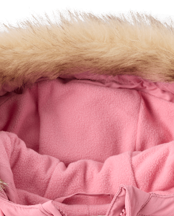 Girls Bow Ruffle Puffer Coat - Little Essentials - DECO SHELL