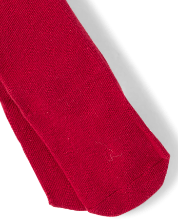 Girls Metallic Bow Tights - Tartan Remix - CRIMSON