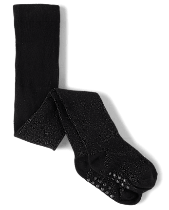Girls Shimmer Tights - Little Essentials - BLACK