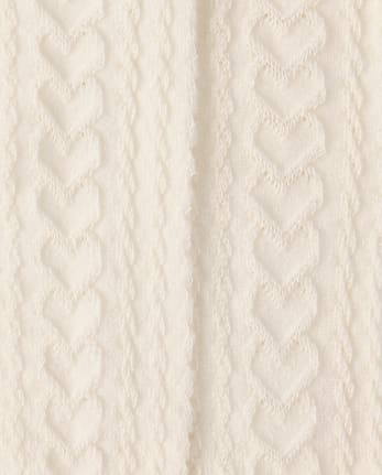 Baby Girls Heart Cable Knit Tights - Little Essentials - FAIR IVORY