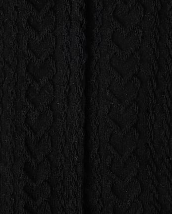 Baby Girls Heart Cable Knit Tights - Little Essentials - BLACK