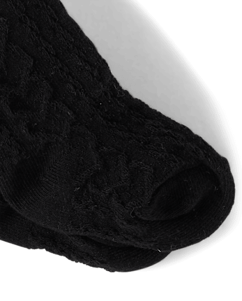 Baby Girls Heart Cable Knit Tights - Little Essentials - BLACK