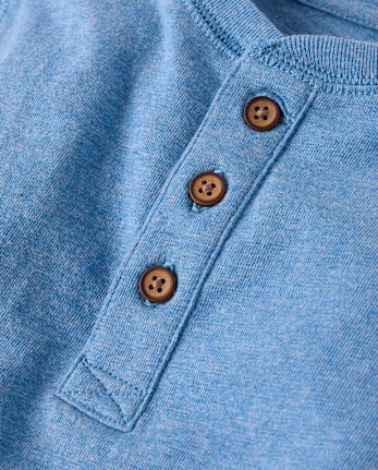 Boys Marled Henley Top - Little Essentials - H/T TRANQUILBLU