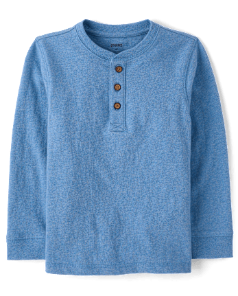 Boys Marled Henley Top - Little Essentials - H/T TRANQUILBLU