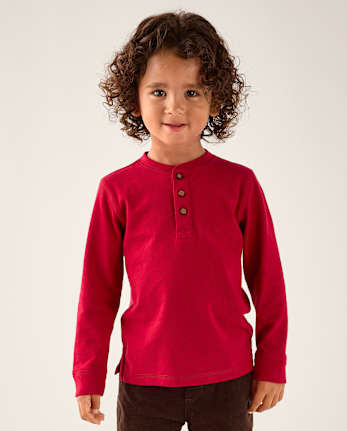 Haut Henley pour garçon - Little Essentials - CRIMSON