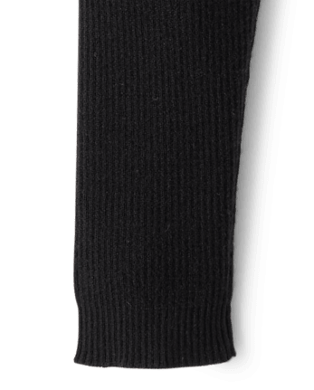 Girls Ribbed Sweater Leggings - Little Essentials - BLACK