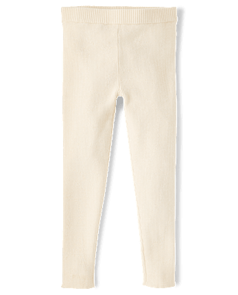 Girls Ribbed Sweater Leggings - Little Essentials - FAIR IVORY